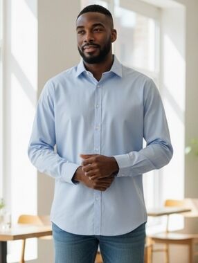 Joseph Abboud Men's Light Blue Button-Front Dress Shirt